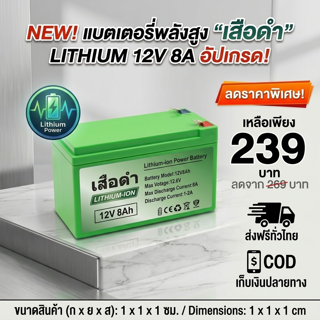 Little Bee แบตเตอรี่ 12V 8AH UPS แบตเตอรี่ตะกั่วกรด แบตลิเธียม 12v ไฟฉุกเฉิน เครื่องมือเกษตร ใส่เครื่องพ่นยา