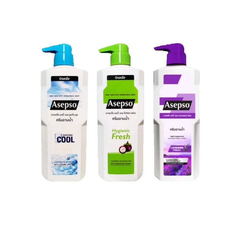 Asepso Body Wash ครีมอาบน้ำ อาเซปโซ บอดี้ วอช ดูแลผิว ลดการสะสมของแบคทีเรีย มี 3 สูตร 1 ขนาด 450ml