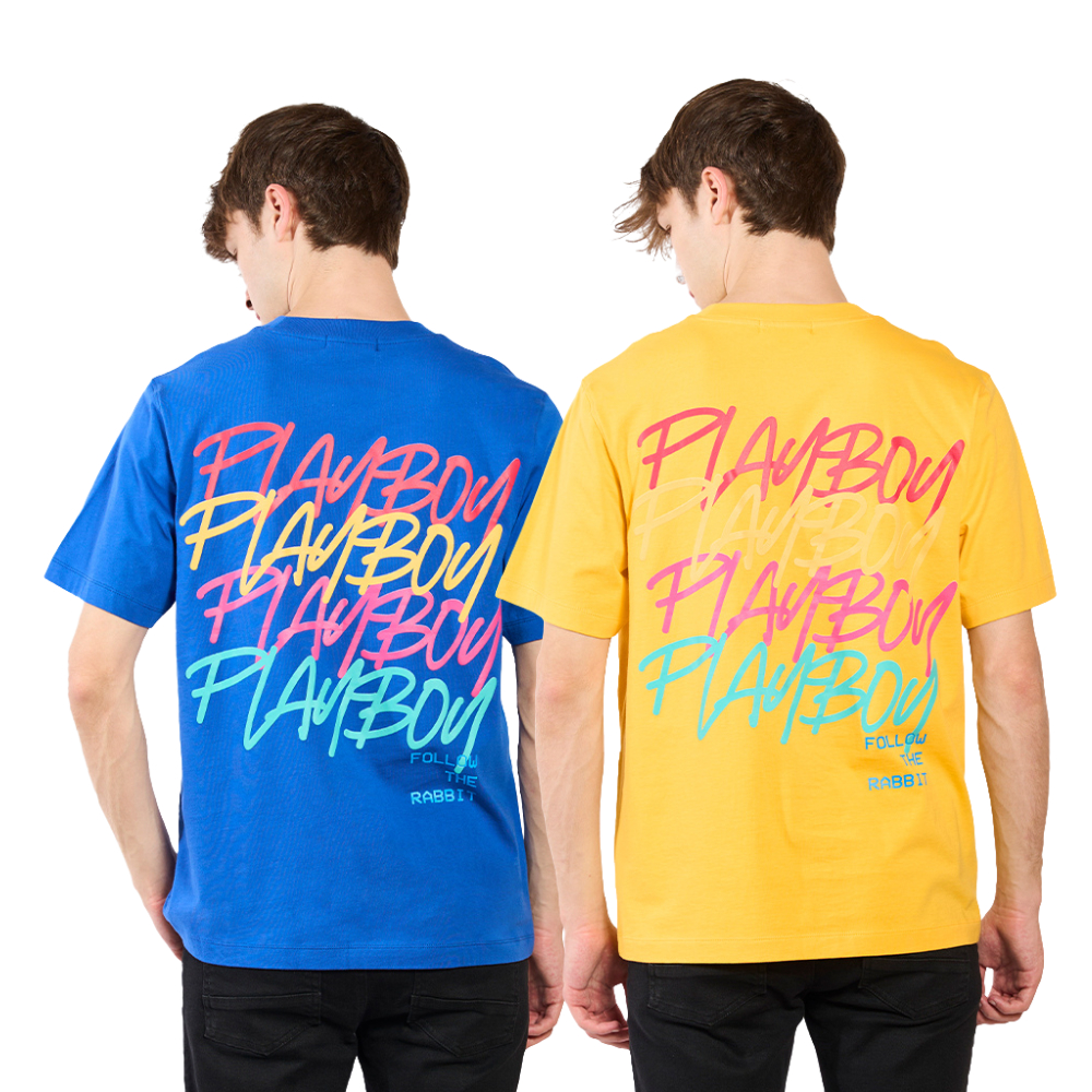 PLAYBOY   เสื้อผ้าผู้ชาย/เสื้อ/เสื้อยืดสีน้ำเงิน รุ่น P1MT265TB012BL YE