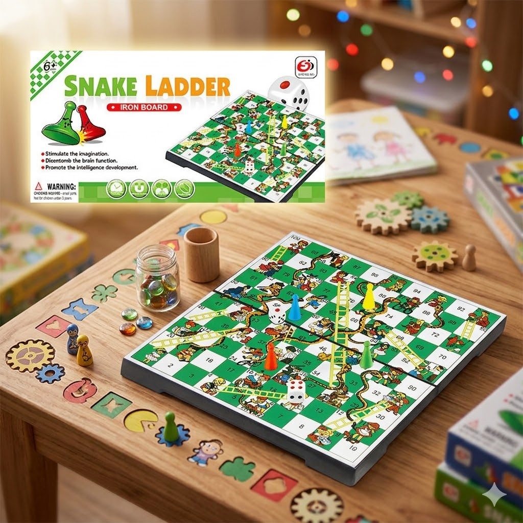 เกมบันไดงูแม่เหล็ก Snake Ladder Board กระดานเหล็ก พับเก็บได้ ของเล่น ฝึกทักษะ สำหรับเด็กและครอบครัว