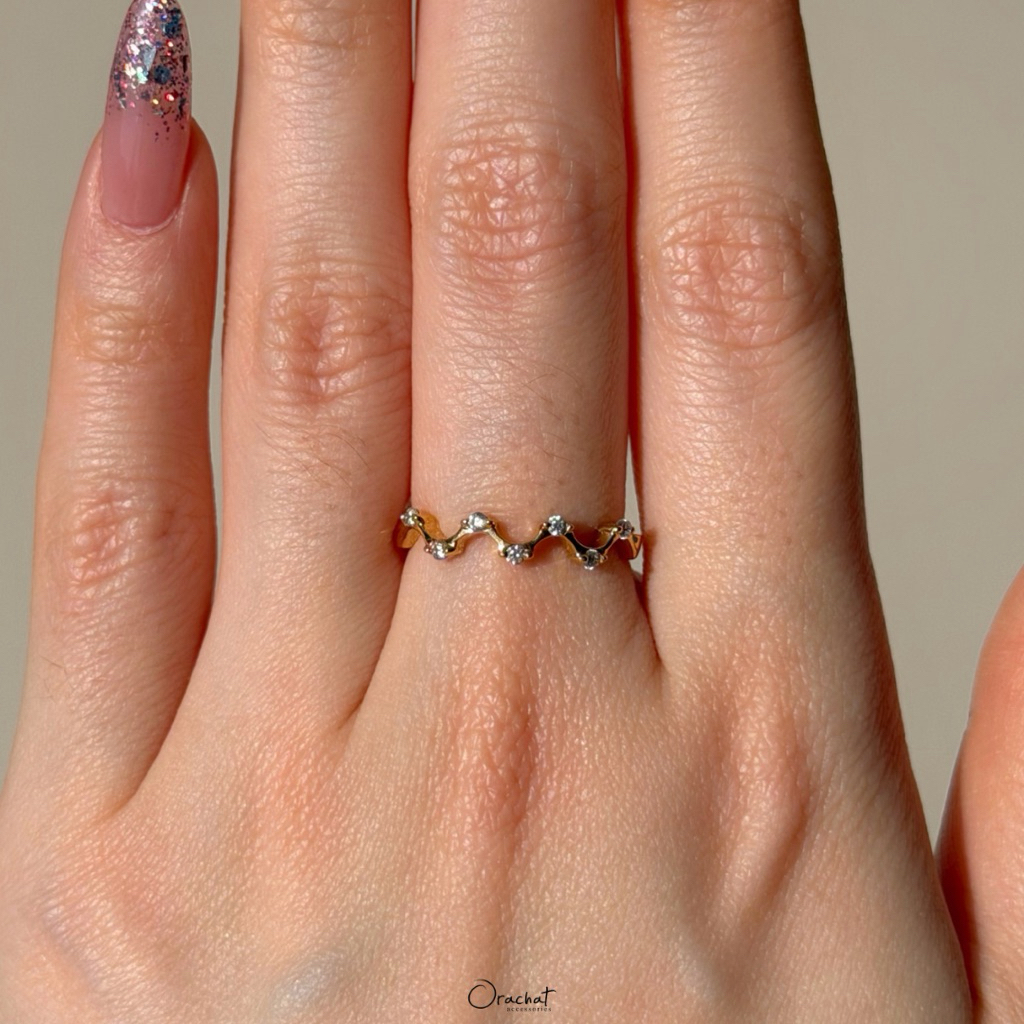 Orachat | Sea wave 100 H&A ring. (แหวนตัวเรือนเงินแท้ 92.5 / หากใส่ไม่พอดีเปลี่ยนขนาดฟรี 1 ครั้ง)