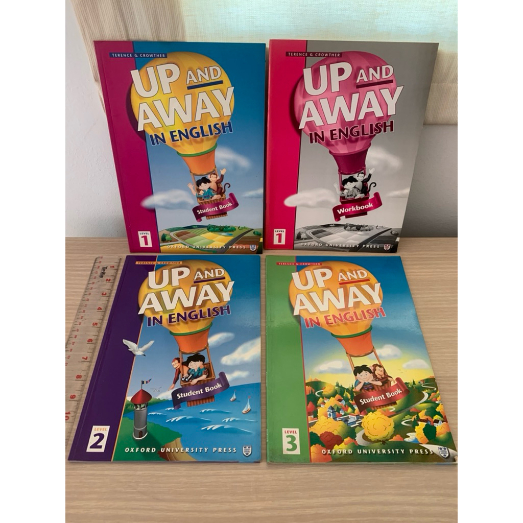 มือสอง💥   หนังสือแบบเรียนภาษาอังกฤษ 4 เล่ม Up and Away in English Level1+Workbook, Level 2 , Level 3