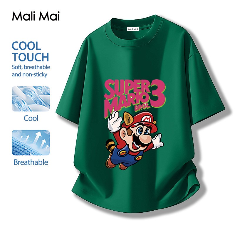 เสื้อยืด Super Mario ใส่ได้ทั้งชายและหญิง หลวมและสะดวกสบาย ลายพิมพ์การ์ตูนน่ารัก (ส่งเร็ว จัดส่งจากไทย)