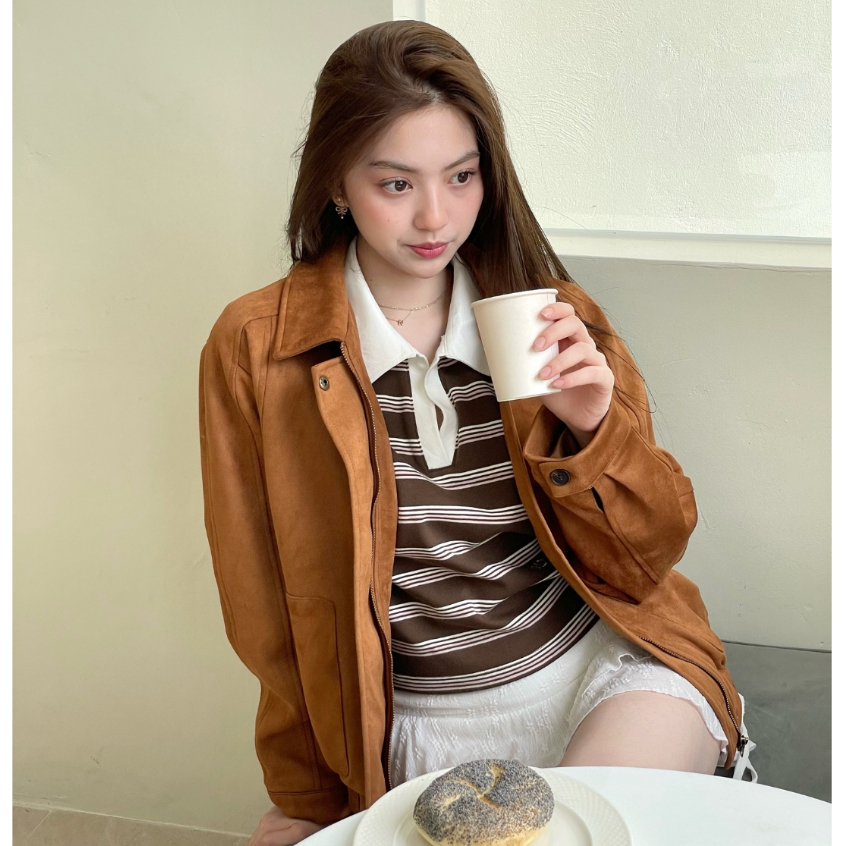Nikko Suede Jacket เสื้อแจ็คเก็ตหนังกลับ Miladi