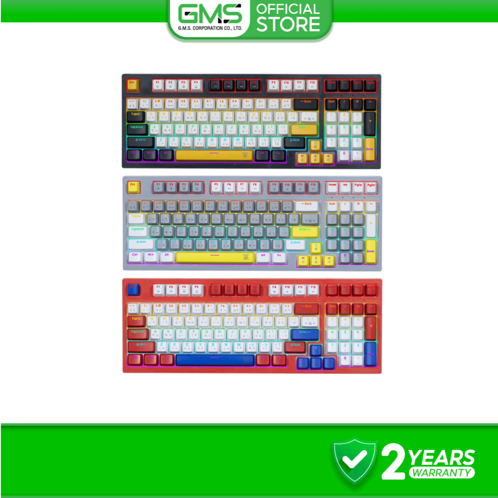 NUBWO คีย์บอร์ดเกมมิ่ง  X802 Mechanical MINI RGB เลือกสี Black/Gray/Red สวิตช์ Blue/Red ประกัน 2 ปี