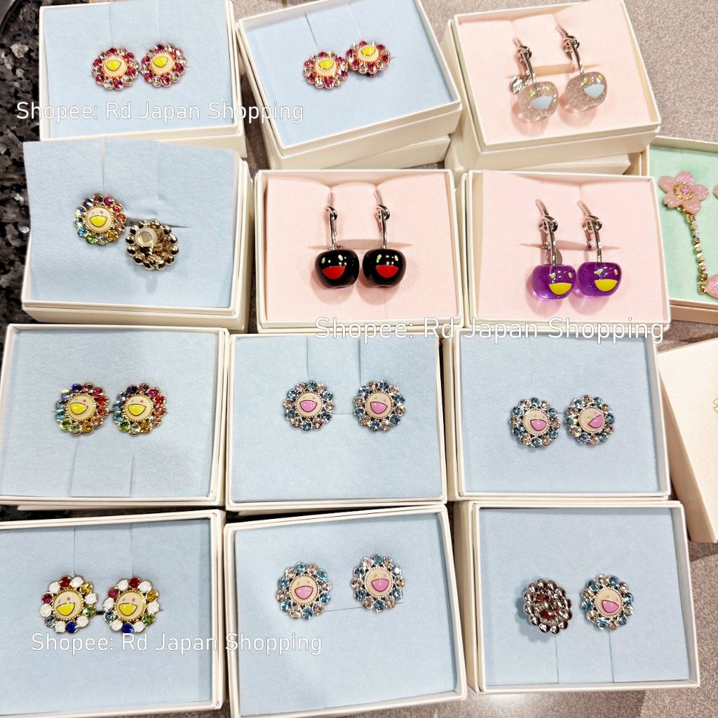 พร้อมส่งที่ไทย ส่งไว Takashi Murakami ของแท้ ฟ้า รุ้ง 🇯🇵 flower มุราคามิ ดอกไม้ ต่างหู earrings แบบเ