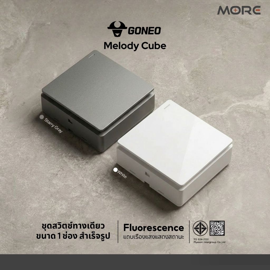 GONEO ชุดสวิตซ์ทางเดียวสำเร็จรูป ชนิดติดลอย ขนาด 1 ช่อง รุ่น Melody Cube G59-K111