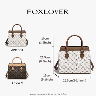 FOXLOVER กระเป๋าสะพายไหล่ดีไซน์ทันสมัยเรียบง่าย กระเป๋าถือหนังแท้ ของขวัญที่สมบูรณ์แบบสำหรับผู้หญิง