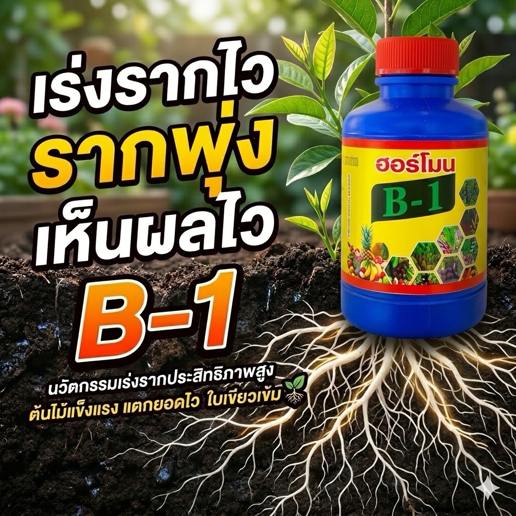 น้ำยาเร่งรากB1 เร่งรากไว รากเดินดี รากแข็งแรง ฟื้นต้นโทรม ช่วยให้รากงอกเร็ว ลดการช็อกหลังย้ายปลูก รูทสปา100cc