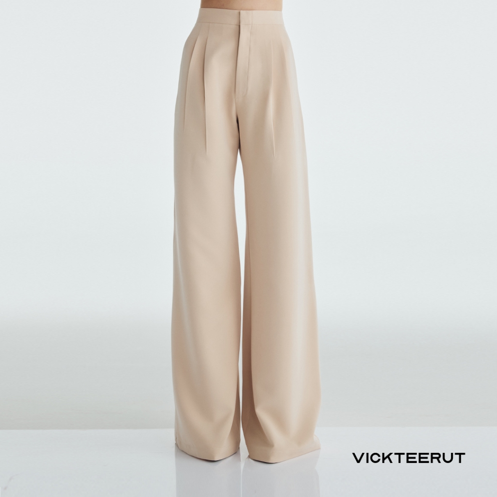 VICKTEERUT Re-Edition Front Pleat Wide Leg Trousers กางเกงขาบาน จีบหน้า