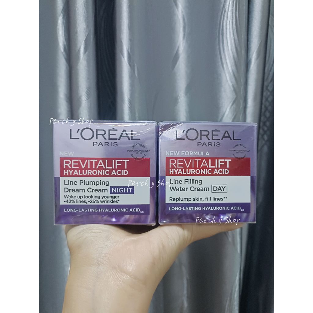 💜L'Oréal Revitalift Hyaluronic Acid Line Filling Water Cream 50ml.(Day&Night)