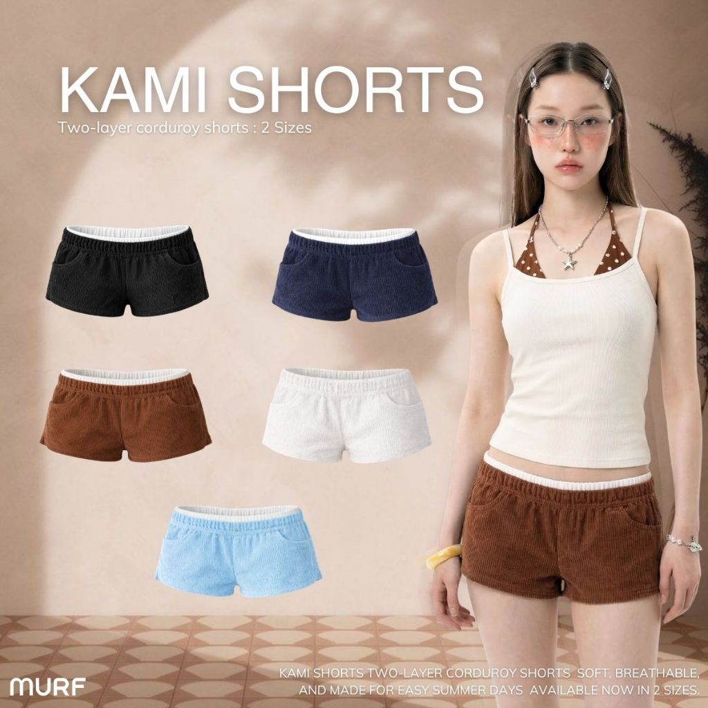 MURF | KAMI Shorts กางเกงขาสั้น 2 เลเยอร์ กางเกงลูกฟูก ซัมเมอร์ ผ้าลูกฟูกใส่สบาย | B197