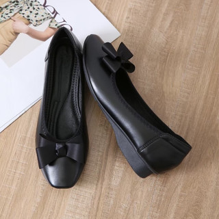 Lisa รองเท้าคัชชูมีส้นผู้หญิง รองเท้าคัชชูมีโบว์ นิ่มมากไม่ก…