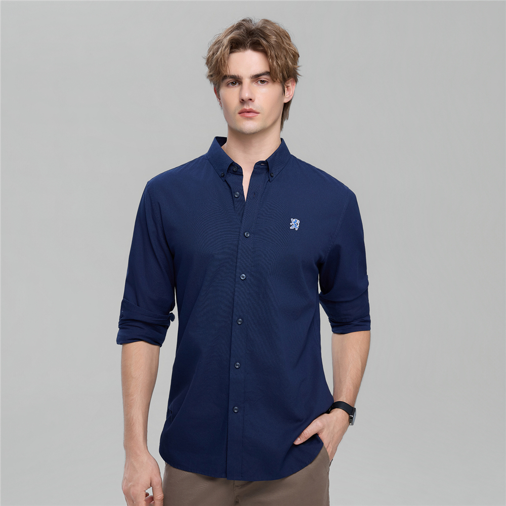 GIORDANO เสื้อเชิ้ตผู้ชาย Men's Slim Lion Oxford Shirt 01046083