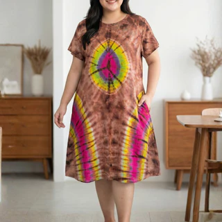 ชุดเดรสมัดย้อม แขนสั้น ชายบาน ทรงสวย ใส่สบาย คลายร้อน