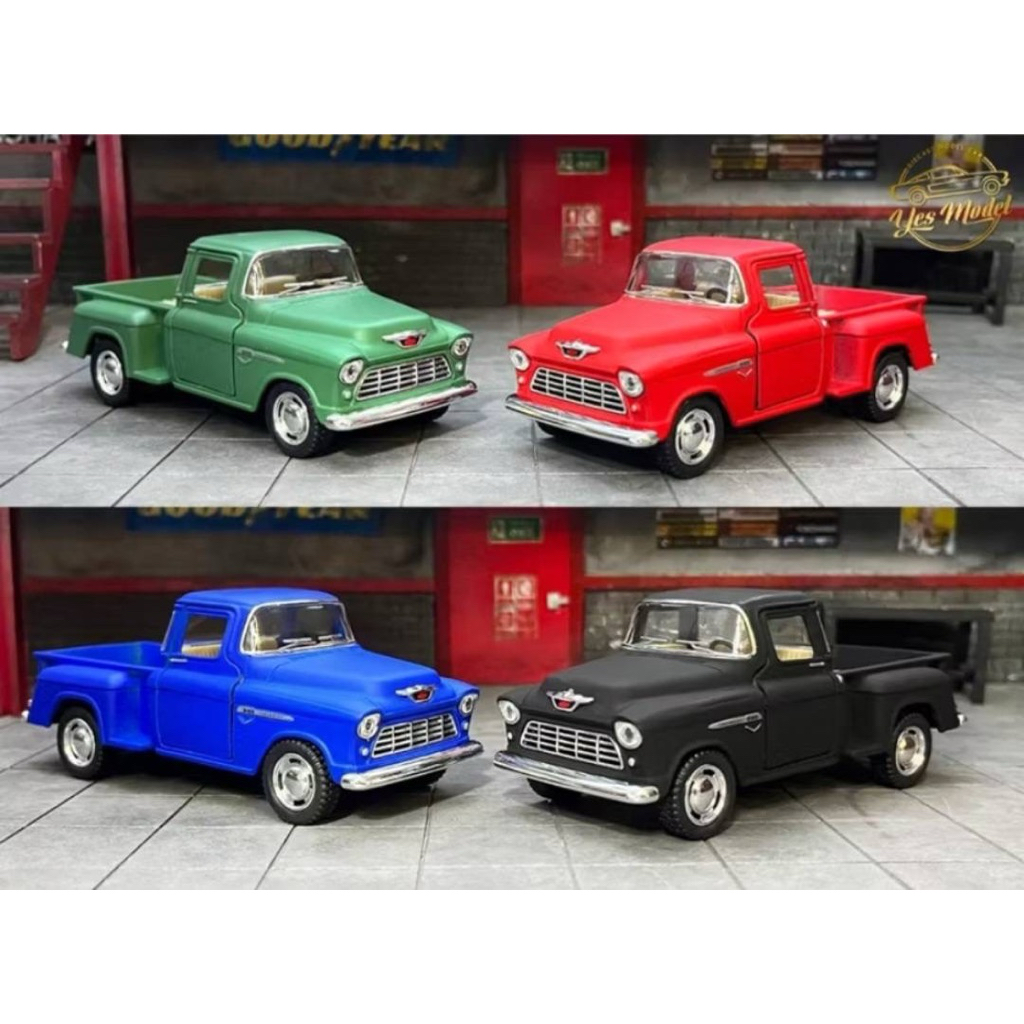 รถกะบะเชฟสีด้านโมเดลรถเหล็กสะสมkinsmart scale1:32Scale1:32:diecasemetal:Doors openable:pullback action