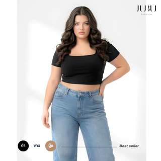 ๋JUBUFASHION เสื้อครอป เสื้อสาวอวบ ผ้าเรย่อนเนื้อนิ่ม ซับใน 2 ชั้น หน้าอก 35-50 นิ้ว ส่งด่วน#487