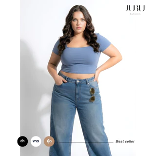 ๋JUBUFASHION เสื้อครอป เสื้อสาวอวบ ผ้าเรย่อนเนื้อนิ่ม ซับใน 2 ชั้น หน้าอก 35-50 นิ้ว ส่งด่วน#487