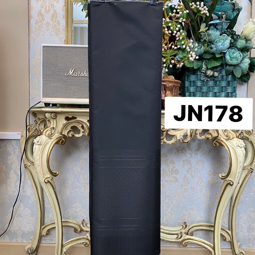 JN178 ผ้าไหมเเกมฝ้าย ทอลาย ล้านนาการบินไทย สีดำยกดำ ขนาด 2 หลา