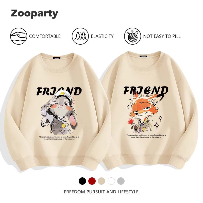 คอกลม Sweatshirts ลายพิมพ์การ์ตูนน่ารัก เสื้อยืดคู่รัก แขนยาว มี 5 สี(ส่งเร็ว จัดส่งจากไทย)