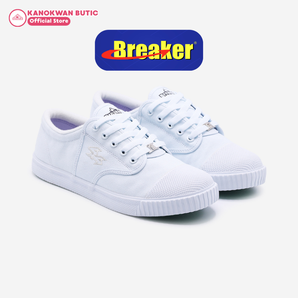 Breaker 4x4 รองเท้าผ้าใบนักเรียนสีขาว ทนทาน ใส่สบาย คู่ใจทุกกิจกรรม