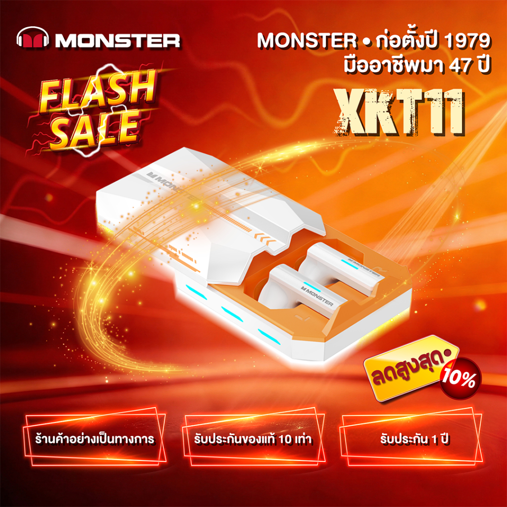 Monster หูฟัง XKT11 BT5.3 ไร้สาย TWS ไมค์คู่ ตัดเสียงรบกวน รองรับ Android IOS
