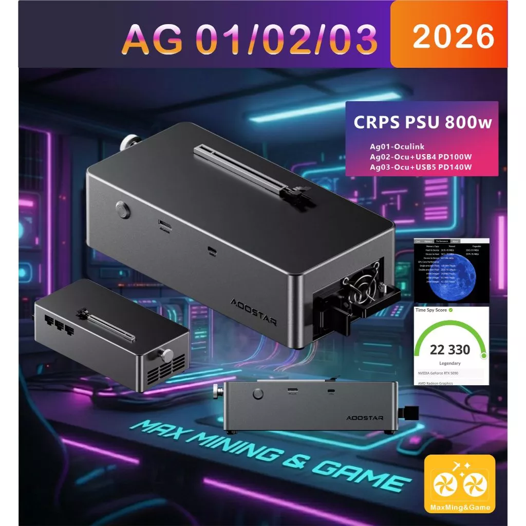 Egpu Aoostar AG01 AG02 AG03 TB5 TB4 USB4 2.0 USB 4 Oculink Build-in PSU 800W ในตัว 150W+650W for Graphic cards