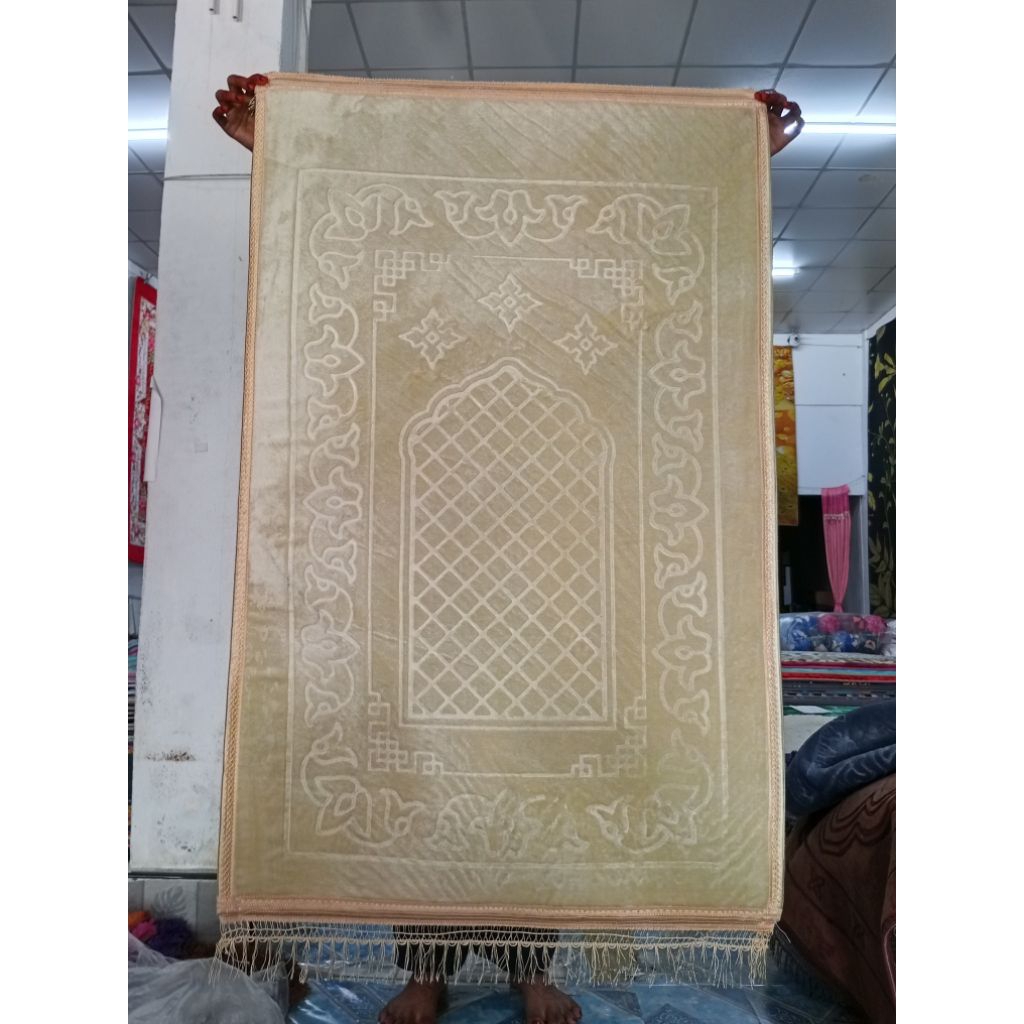 พรมละหมาด พรมปูละหมาด สำหรับมุสลิมปูพื้นละหมาด ขนาด70*110 สีพื้น