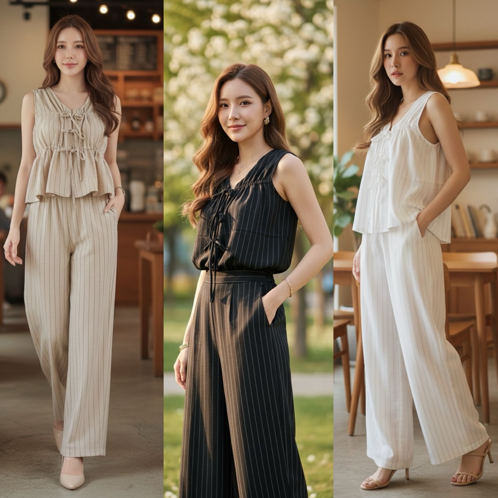 D01  ชุดเซตแฟชั่นผู้หญิงพร้อมส่ง