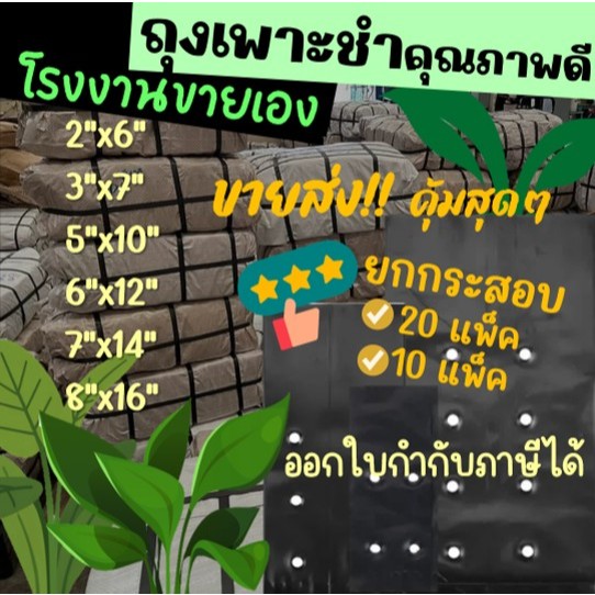 ถูกมากกก🔥  โรงงานถุงขายเอง‼️ราคาส่ง! ยกกระสอบ! ถุงเพาะชำ ถุงเพาะต้นกล้า เพาะต้นไม้ สีดำ เจาะรู หนาเหนียวทนทาน