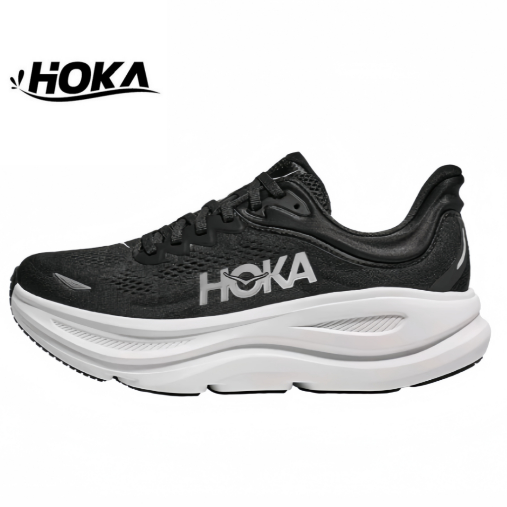 HOKA ONE ONE Bondi 9ขาวดำ รองเท้ากีฬา รองเท้าวิ่ง ของแท้ 100% แฟชั่น