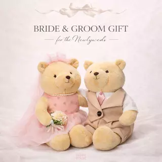TEDDY HOUSE : Martie sweet couple ตุ๊กตาหมี เท็ดดี้ 12 นิ้ว พร้อมชุด น้องหมีคู่รักของขวัญงานแต่งงาน