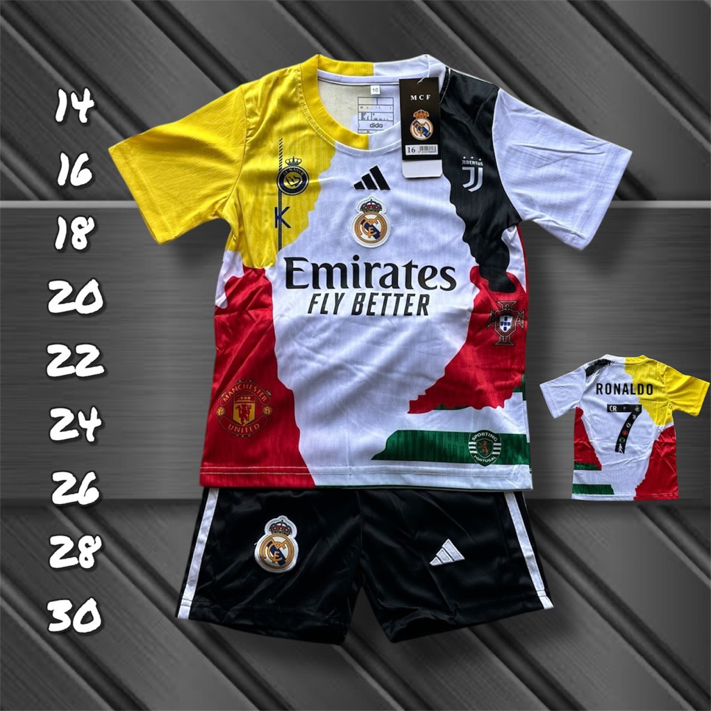 ชุดบอลชุดกีฬาเด็กเสื้อพร้อมกางเกงผ้านิ่มเย็นใส่สบายใส่ได้ทั้งเด็กหญิงแหละเด็กชายขนาดไซร้เด็ก1ขวบถึง13ขวบ