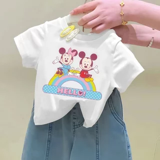 Beryl kids🌸เสื้อผ้าเด็กฤดูร้อน🎀เสื้อยืดแขนสั้นเด็กหญิง คอกลม พิมพ์ลายการ์ตูนน่ารัก ลำลองและทันสมัย สวมใส่สบาย