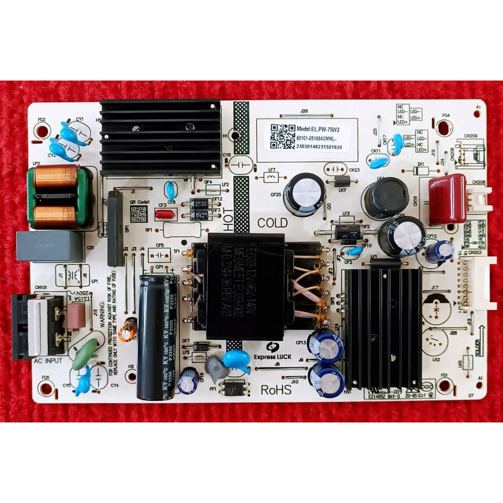 เพาเวอร์ซัพพลายทีวี ACONATIC รุ่น 43US200AN พาสบอร์ด EL.PW-75W2 อะไหล่แท้ของถอด พร้อมใช้งาน