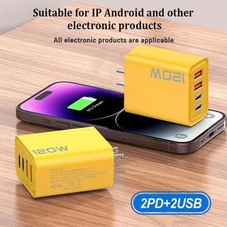 หัวชาร์จเร็ว หัวชาร์จ PD120W Fast Charger Adapter หัวชาร์ทไฟ 5V/3.1A ที่ชาร์จแบต 2PD+2USB อแดปเตอร์ชาร์จได้ 4 พอร์