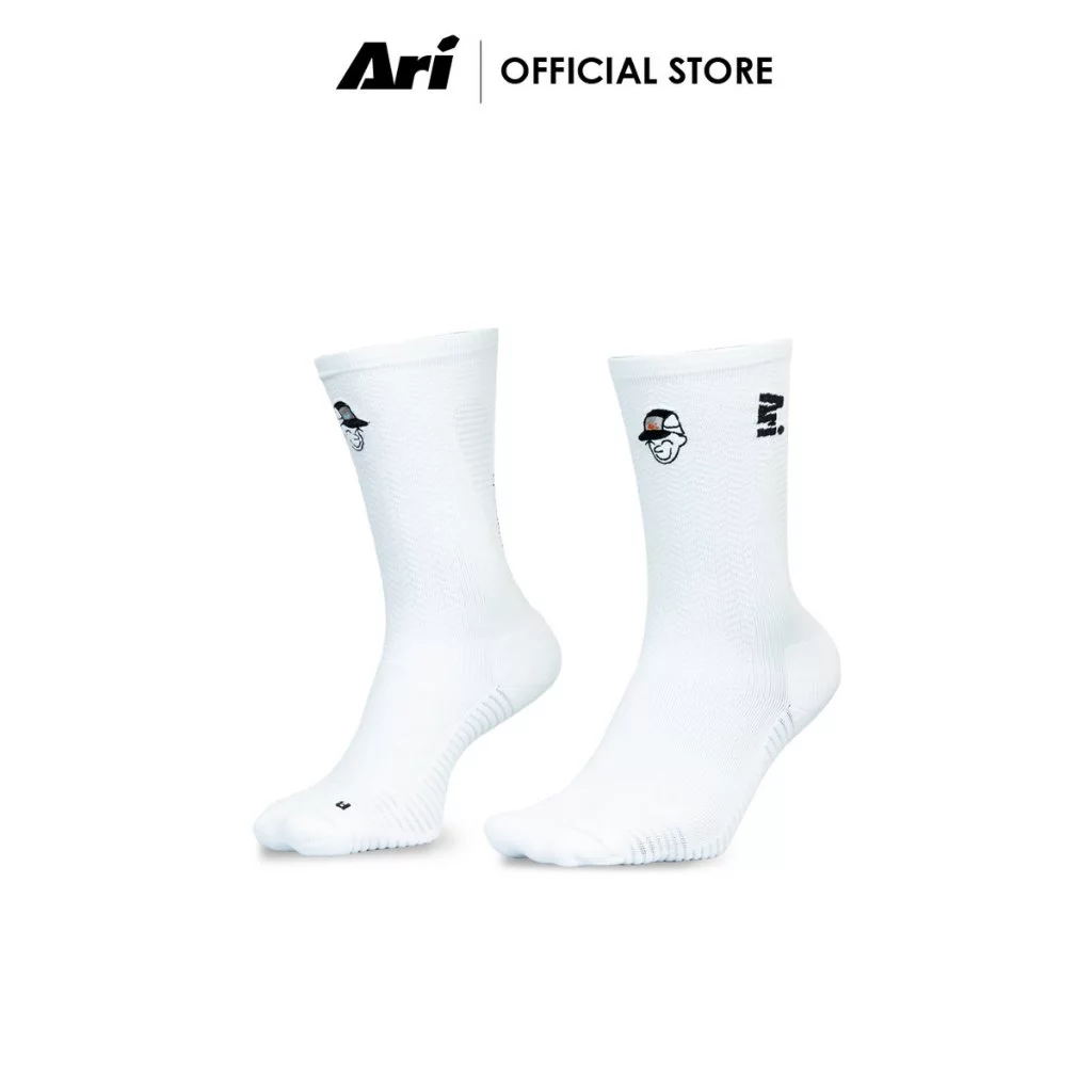 ARI ADEPT RUNNA CREW RUNNING SOCKS - WHITE (AHW1721-02) ถุงเท้า อาริ ADEPT RUNNA สีขาว