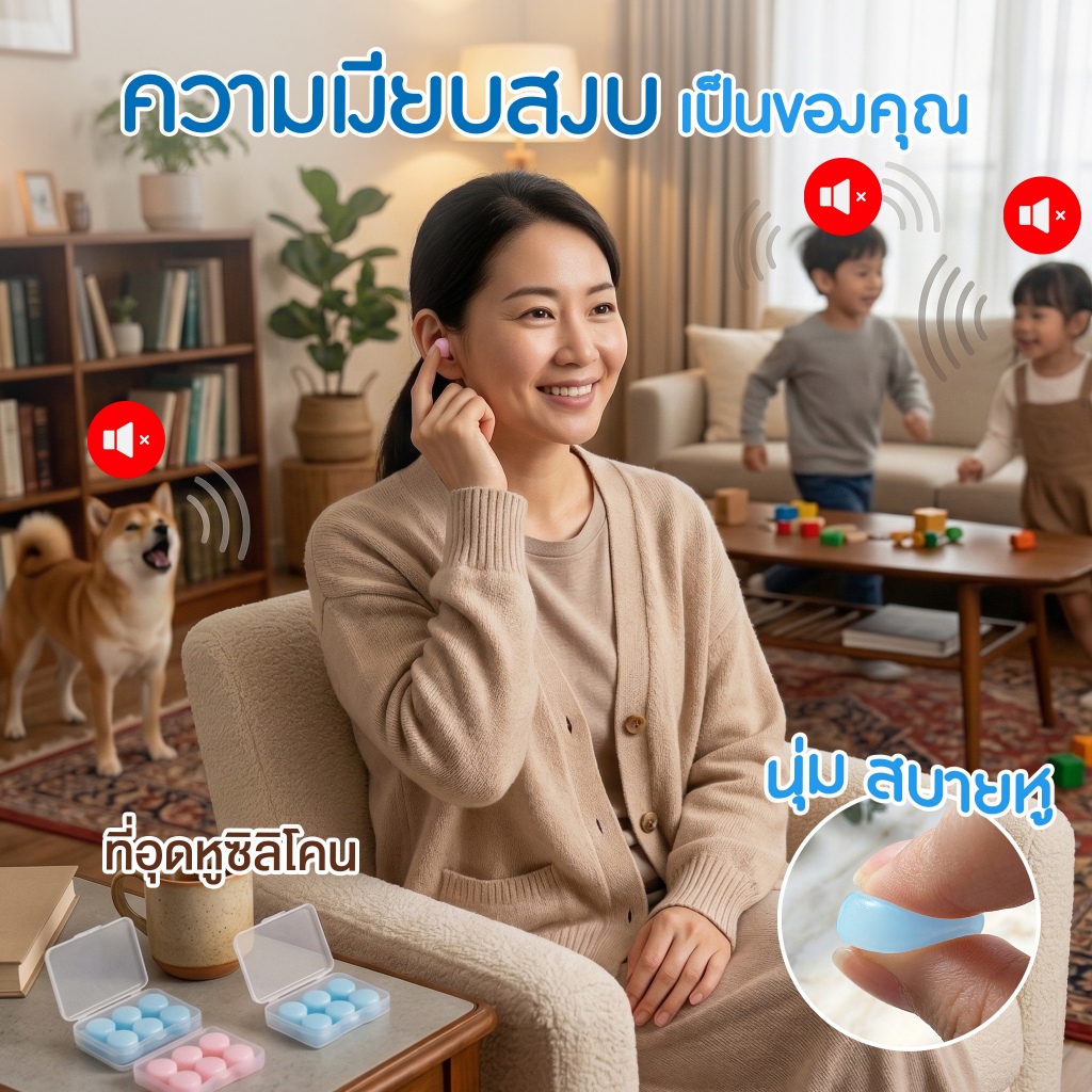 ซิลิโคนอุดหู กันเสียงรบกวน กันน้ำ Earplugs ที่ต้องการความเงียบ ลดเสียง เสียงดัง ตัดเสียงรบกวน