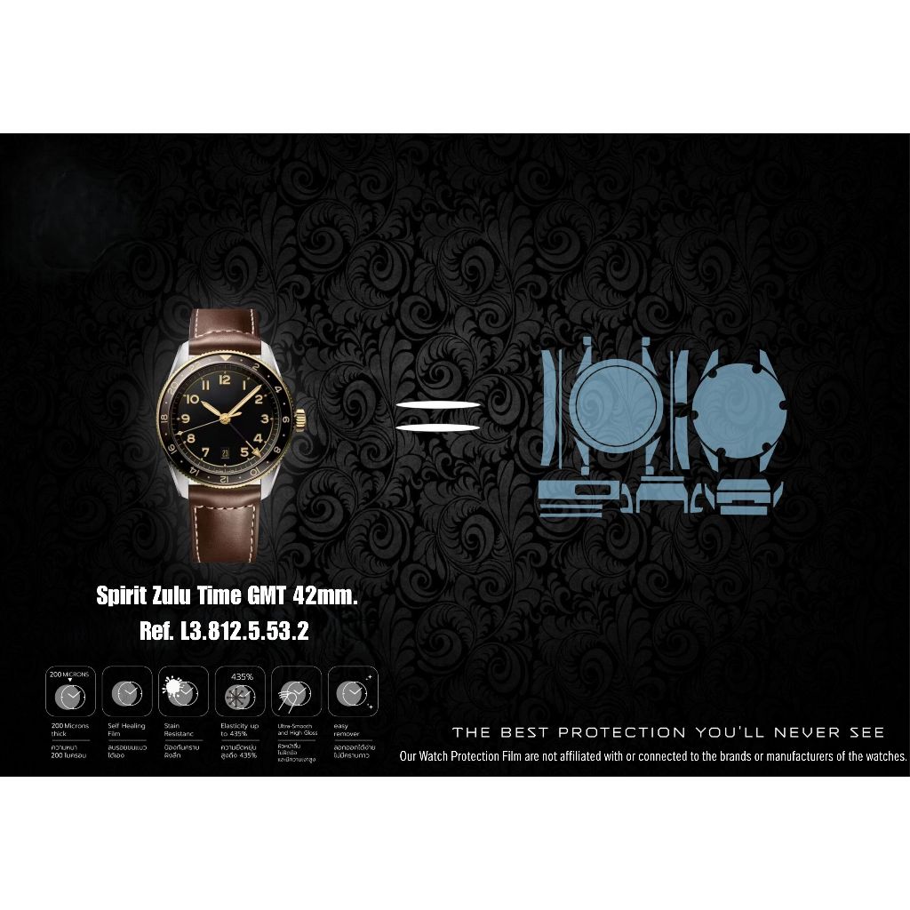 ฟิล์มป้องกันรอยนาฬิกา Watch Protection Film for Longines Spirit Zulu Time Gmt 42MM Ref.L3.812.5.53.2