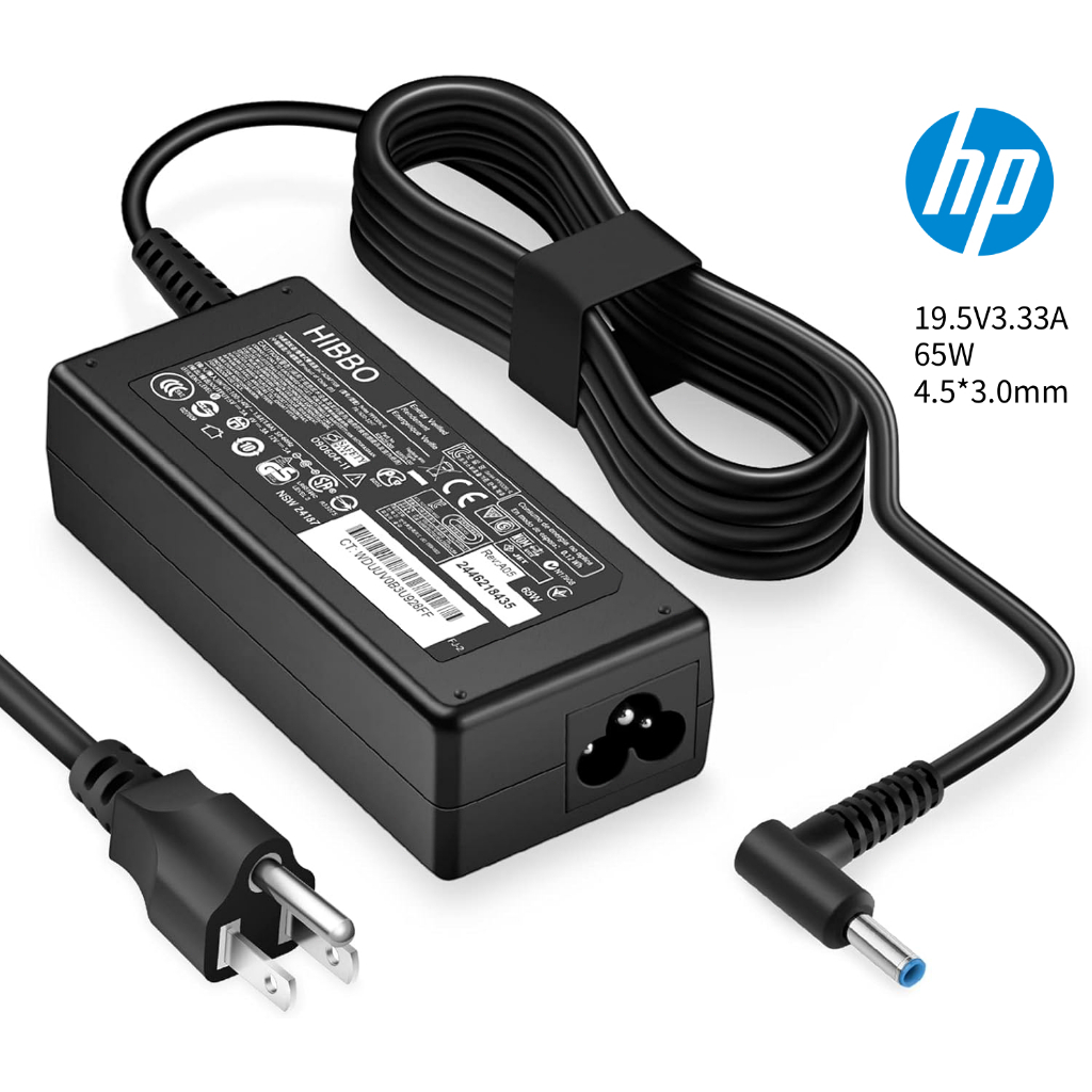 อะแดปเตอร์โน๊ตบุ๊ค HP 19.5V3.33A 65W 4.5*3.0mm Pavilion 11 13 15 ProBook 440 G3 4 5 Laptop Adapter