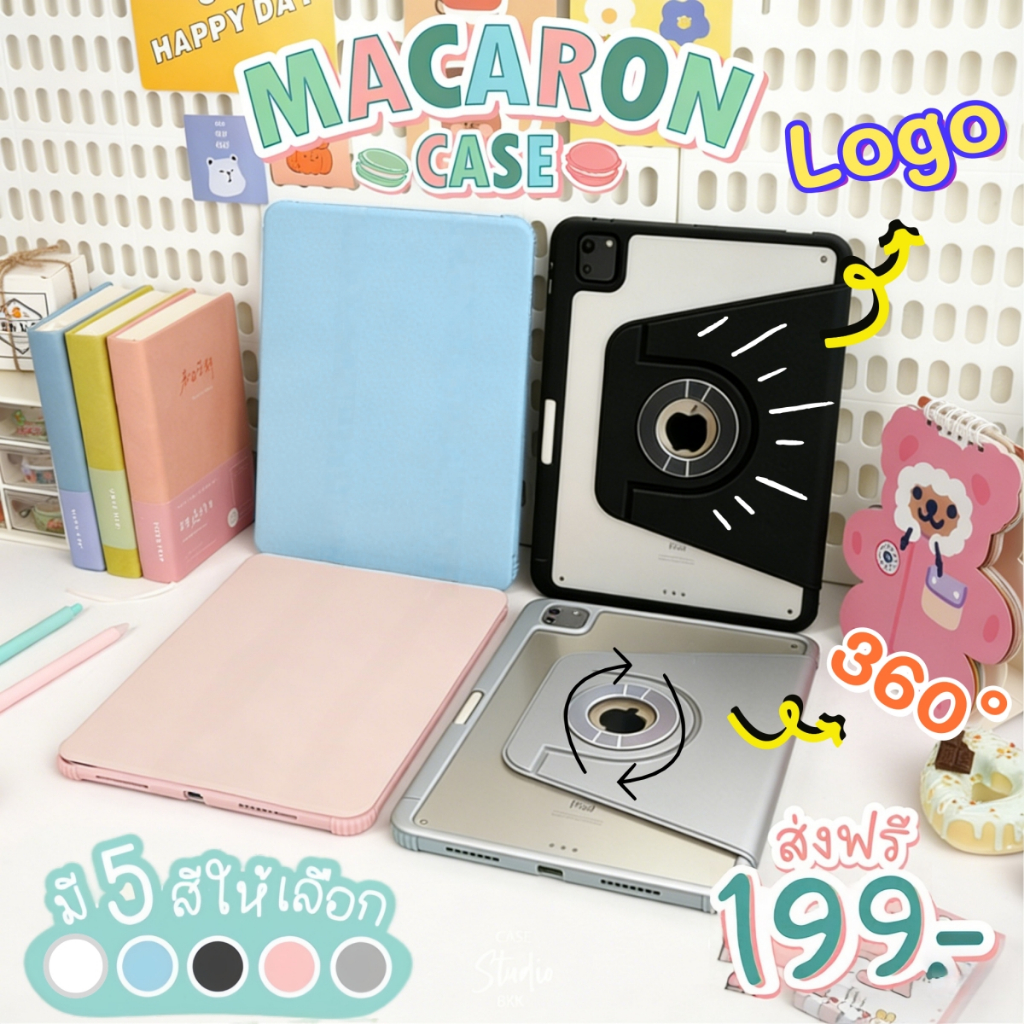 เคสอะคริลิคหลังใส ตั้งได้ ใส่ปากกาได้ หมุนได้360องศา สำหรับไอแพทAir6/7 Air5/4 Gen5/6/7/8/9 Gen10/11 Pro11 Pro12.9