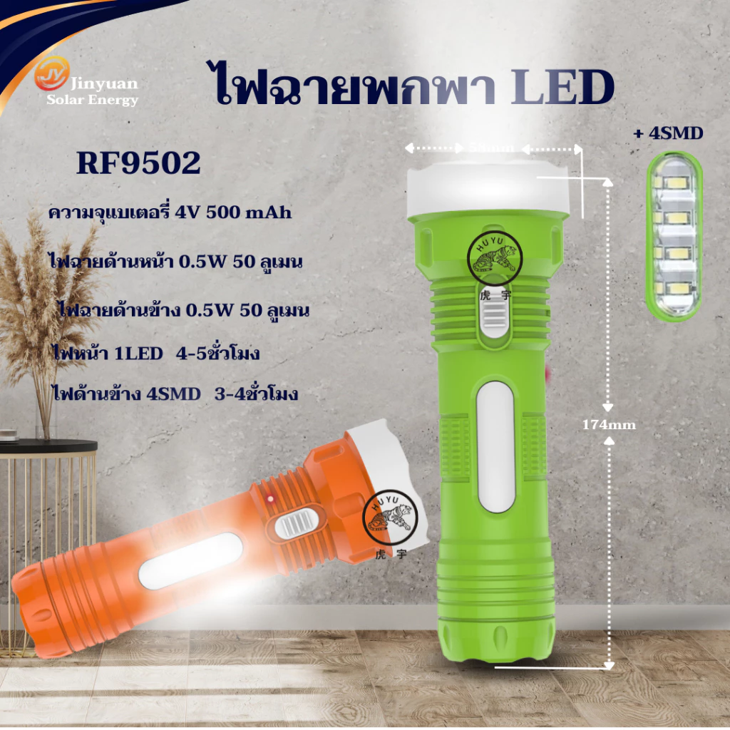 ไฟฉาย ไฟ LED ไฟฉายพกพา ไฟฉายLED แบบชาร์จไฟบ้าน แสงสีขาว ไฟฉุกเฉิน 2in1 แข็งแรง คุณภาพดี