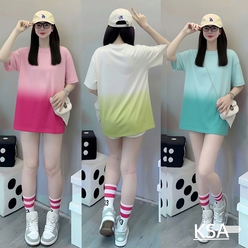 เสื้อยืดมัดย้อมสวยๆผู้หญิงมาใหม่ Oversize เสื้อผ้าสาวอวบไซส์ใหญ่ แฟชั่นเกาหลี เสื้อโอเวอร์ไซส์คนอวบทรงหลวมน่ารักๆ สีรุ้ง ราคา ถูกที่สุด ดีลบีเคเค