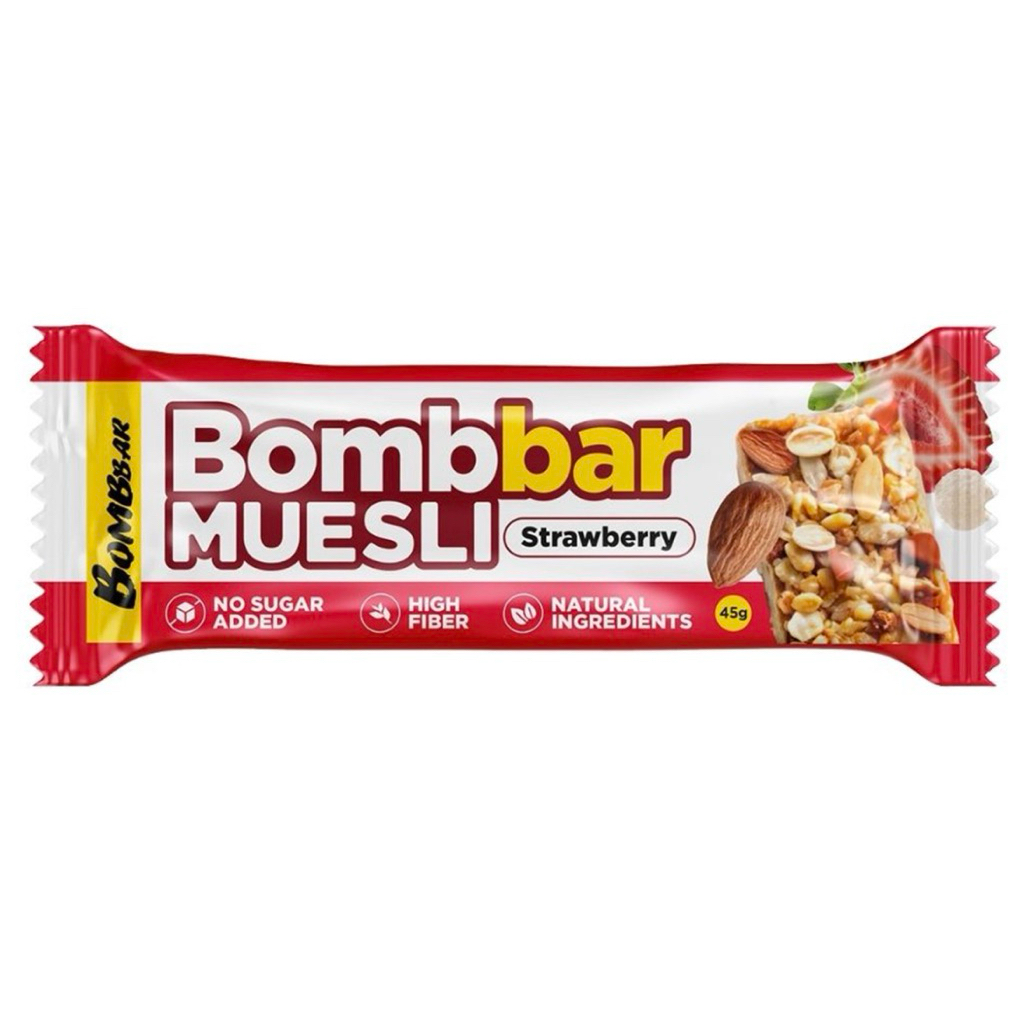 [1ชิ้น] Bombbar Muesli Bar Strawberries/Kiwi Chia45g/Protein Bar Coconut/Tiramisu60g/Brownie Classic