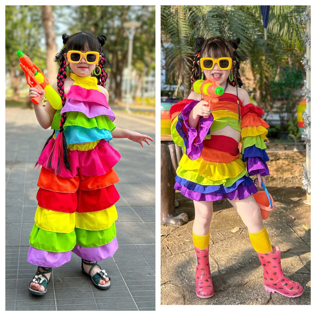 ชุดสงกรานต์เด็กผู้หญิง 🌈ชุดคัลเลอร์ฟู 🌈ชุดเด็กผู้หญิง