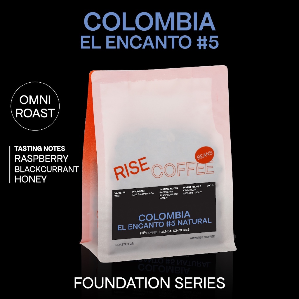 RISE COFFEE เมล็ดกาแฟ COLOMBIA EL ENCANTO #5 คั่วกลางอ่อน Omni Roast สายพันธุ์หายาก Tabi