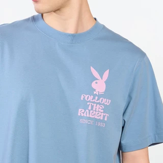 PLAYBOY เสื้อยืด CASUA เสื้อผ้าผู้ชาย/เสื้อ/เสื้อยืดสีน้ำเงิน รุ่น P1MT265TB016BL