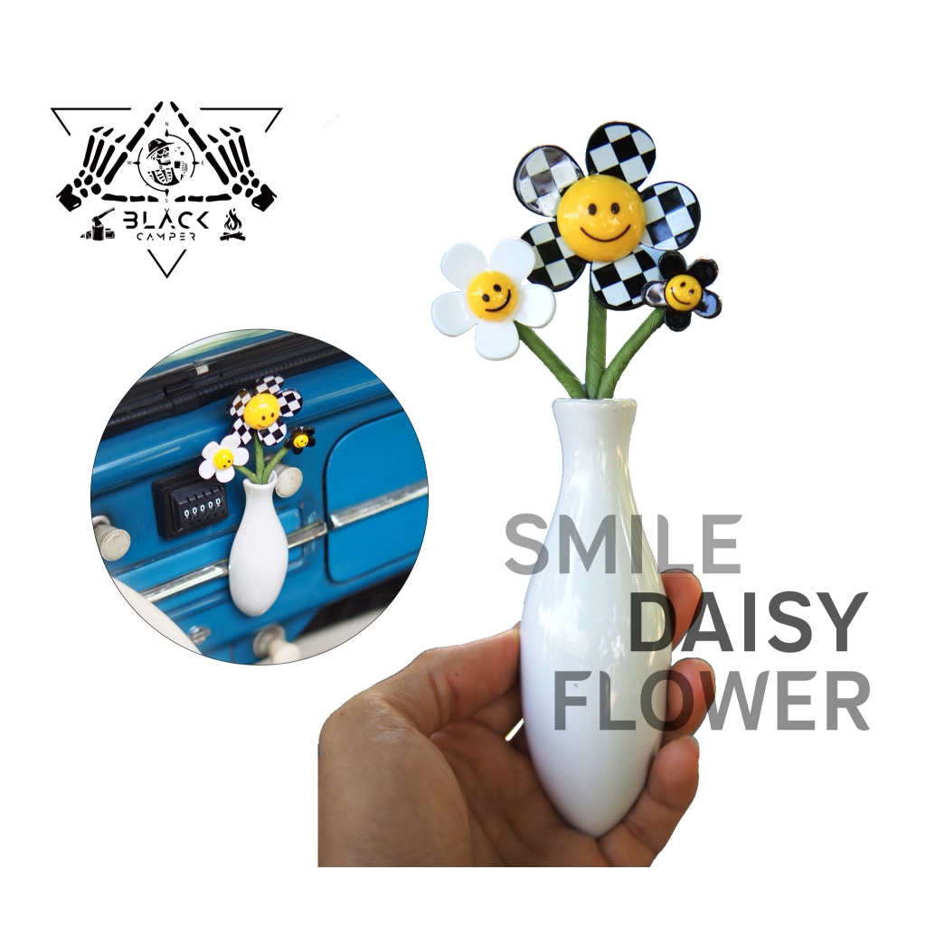 Daisy Flower Smile Volkswagen beetle Classic vintage ดอกเดซี่ ติด Dashboard คอนโซล สำหรับตกแต่งภายในรถยนต์