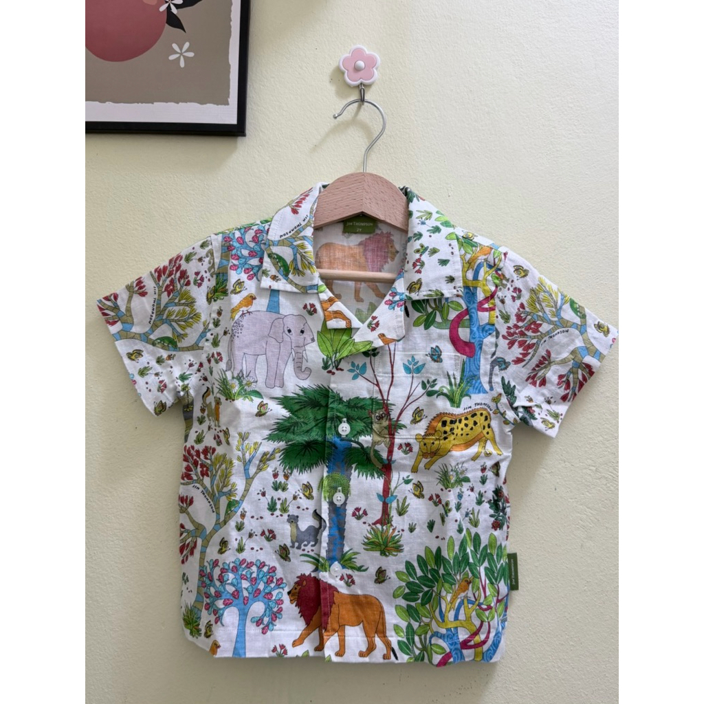 เสื้อเชิ้ตเด็กแขนสั้นไซส์2Y Jim Thompson ผ้าลินินมือสองสภาพดี
