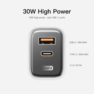 ใหม่ Orsen by Eloop ชุดชาร์จ C31T หัวชาร์จเร็ว GaN 30W 2 พอร์ต USB Type C PD QC PPS Adapter Fast Charge
